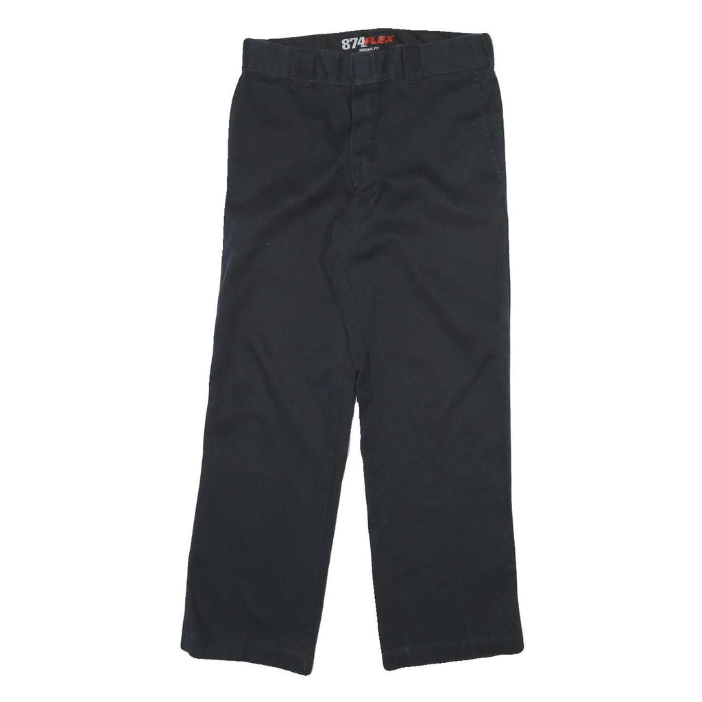 DICKIES Mens Cotton Blend Black Regular Straight Trousers W32 L30 Workwear Zip