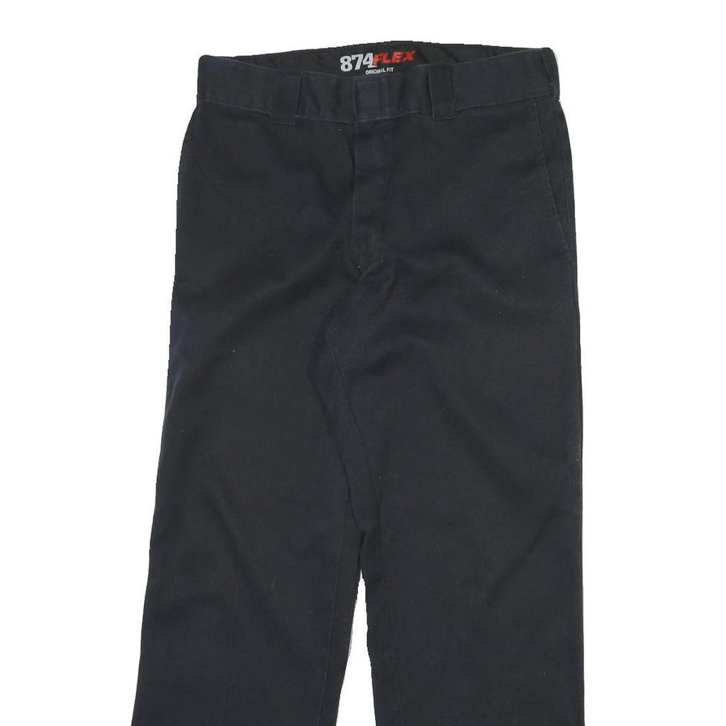 DICKIES Mens Cotton Blend Black Regular Straight Trousers W32 L30 Workwear Zip