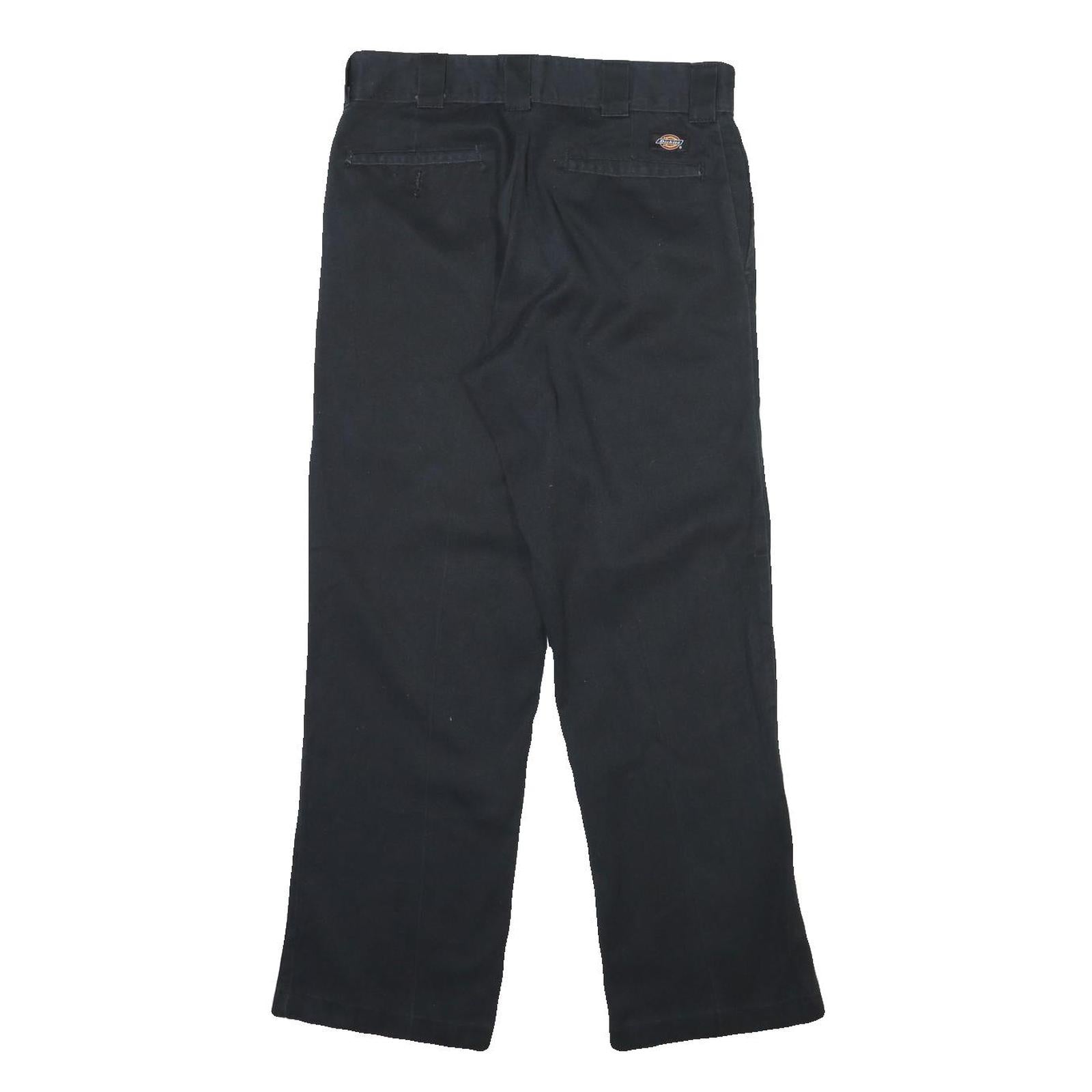 DICKIES Mens Cotton Blend Black Regular Straight Trousers W32 L30 Workwear Zip
