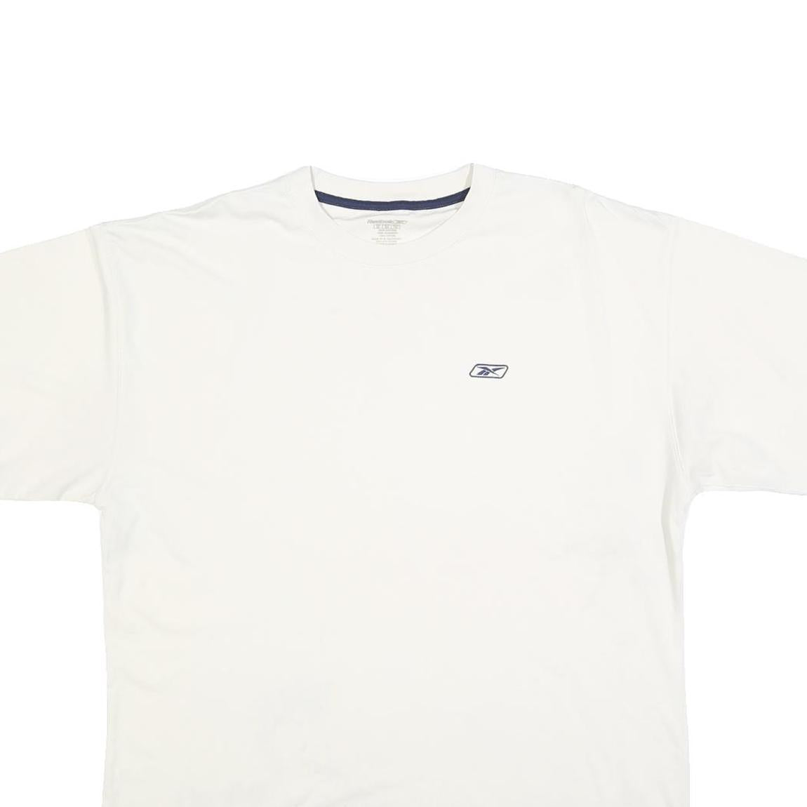 REEBOK Mens White Casual T-Shirt XL Short Sleeve Crew Neck Logo