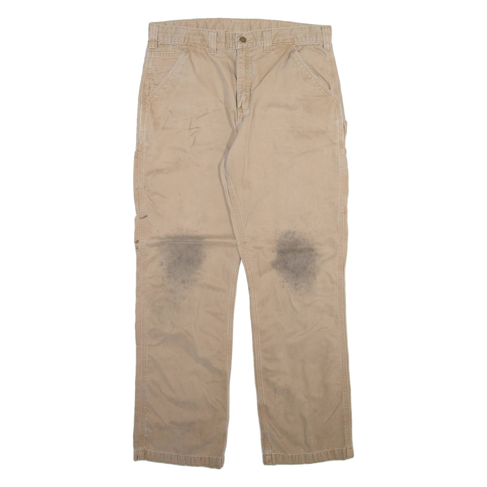 CARHARTT Carpenter Mens Trousers Beige Relaxed Straight W36 L32