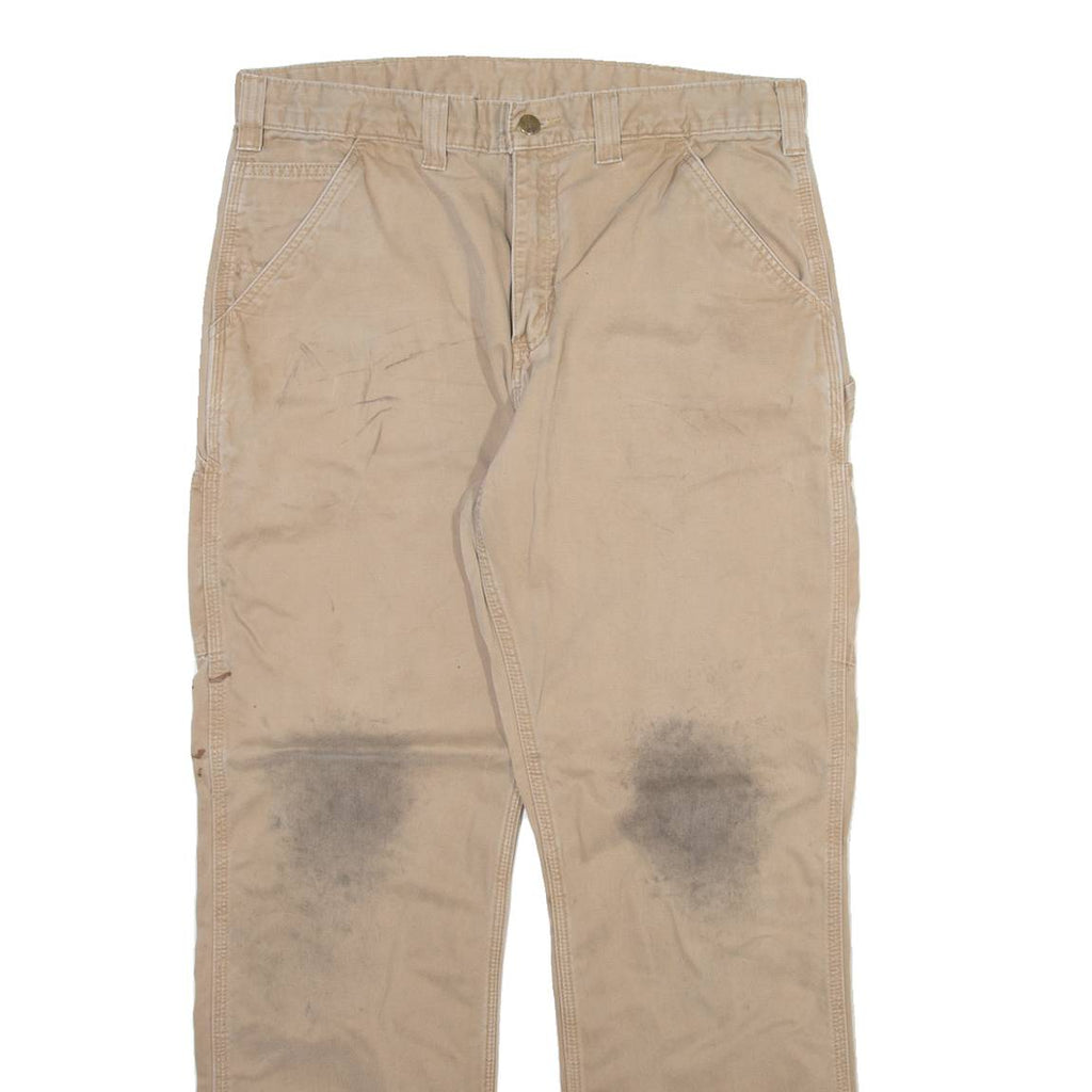 CARHARTT Carpenter Mens Trousers Beige Relaxed Straight W36 L32