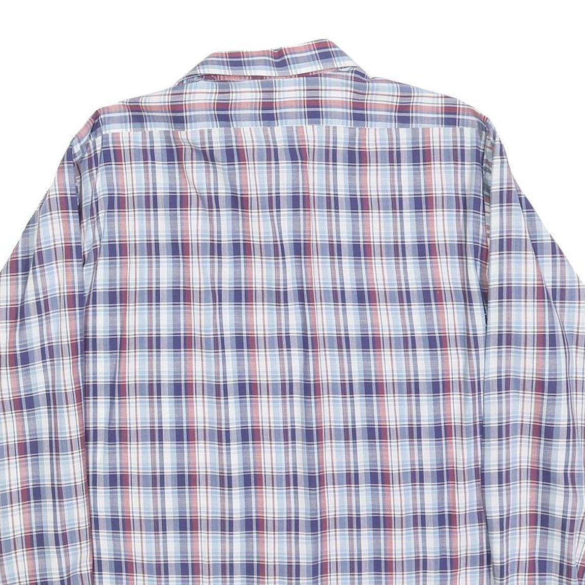 KUNZEL Mens Blue & Red Check Shirt L Classic Cotton Blend Long Sleeve Button