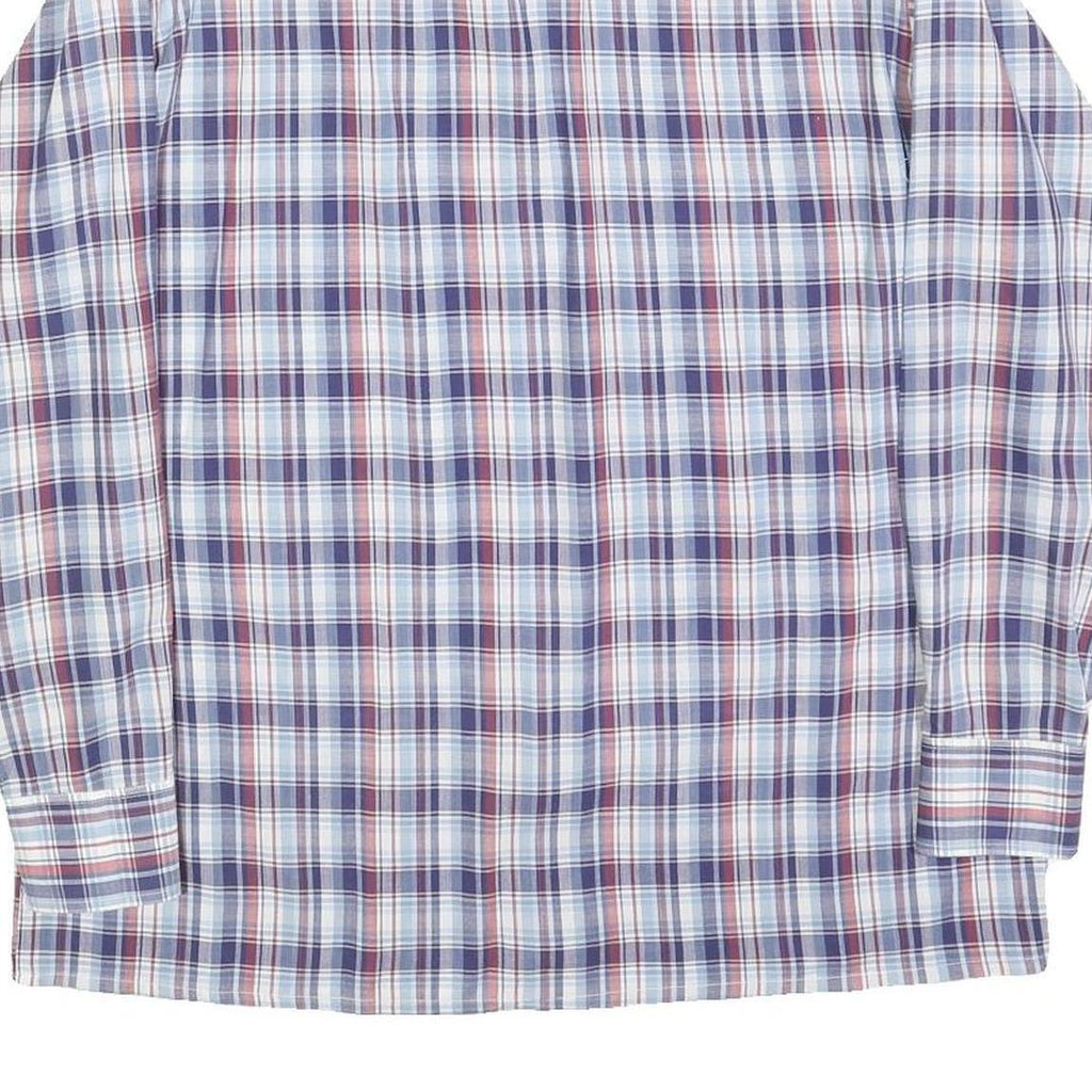KUNZEL Mens Blue & Red Check Shirt L Classic Cotton Blend Long Sleeve Button
