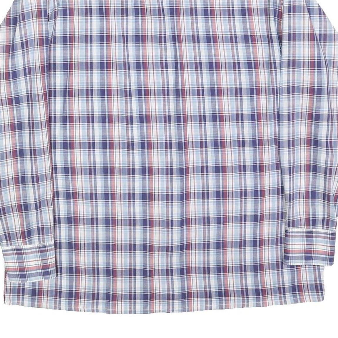 KUNZEL Mens Blue & Red Check Shirt L Classic Cotton Blend Long Sleeve Button