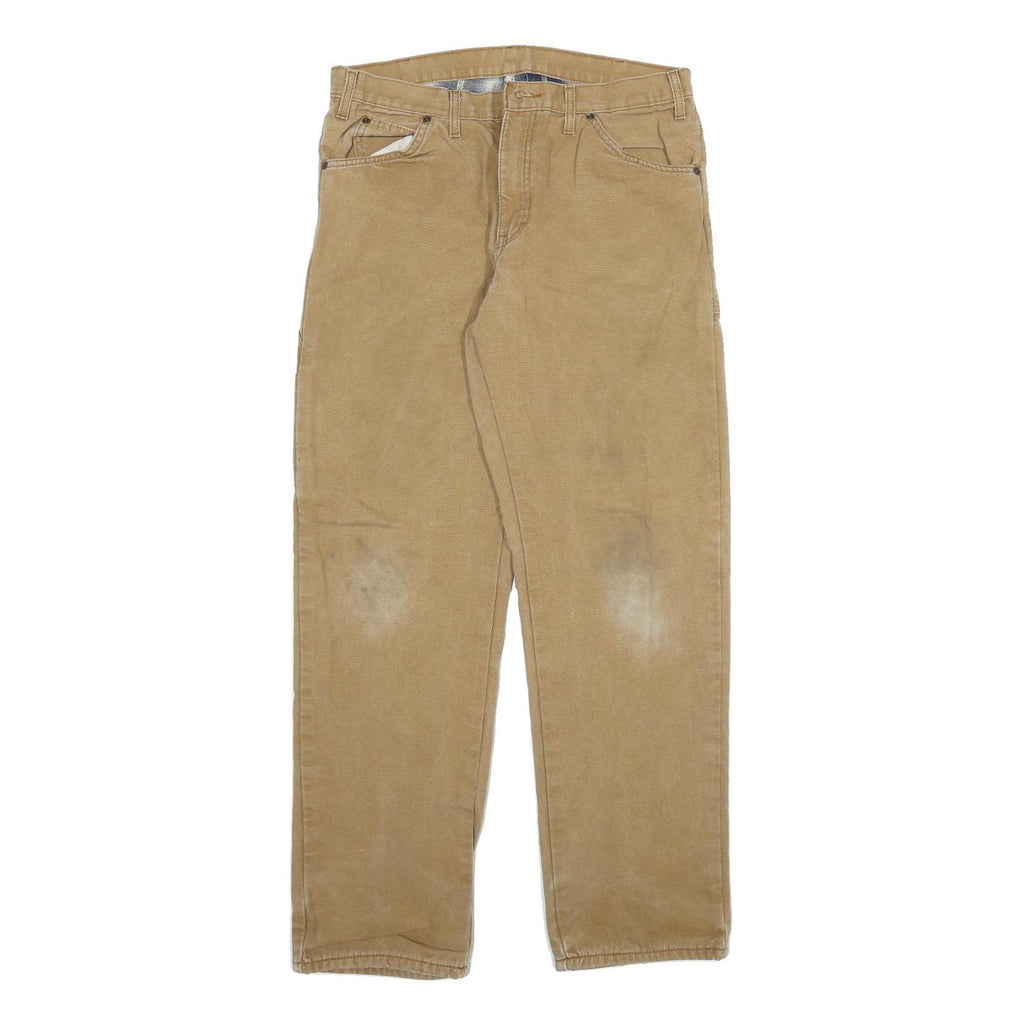 DICKIES Mens Regular Fit Beige Denim W34 L34 Workwear Zip Closure Jeans
