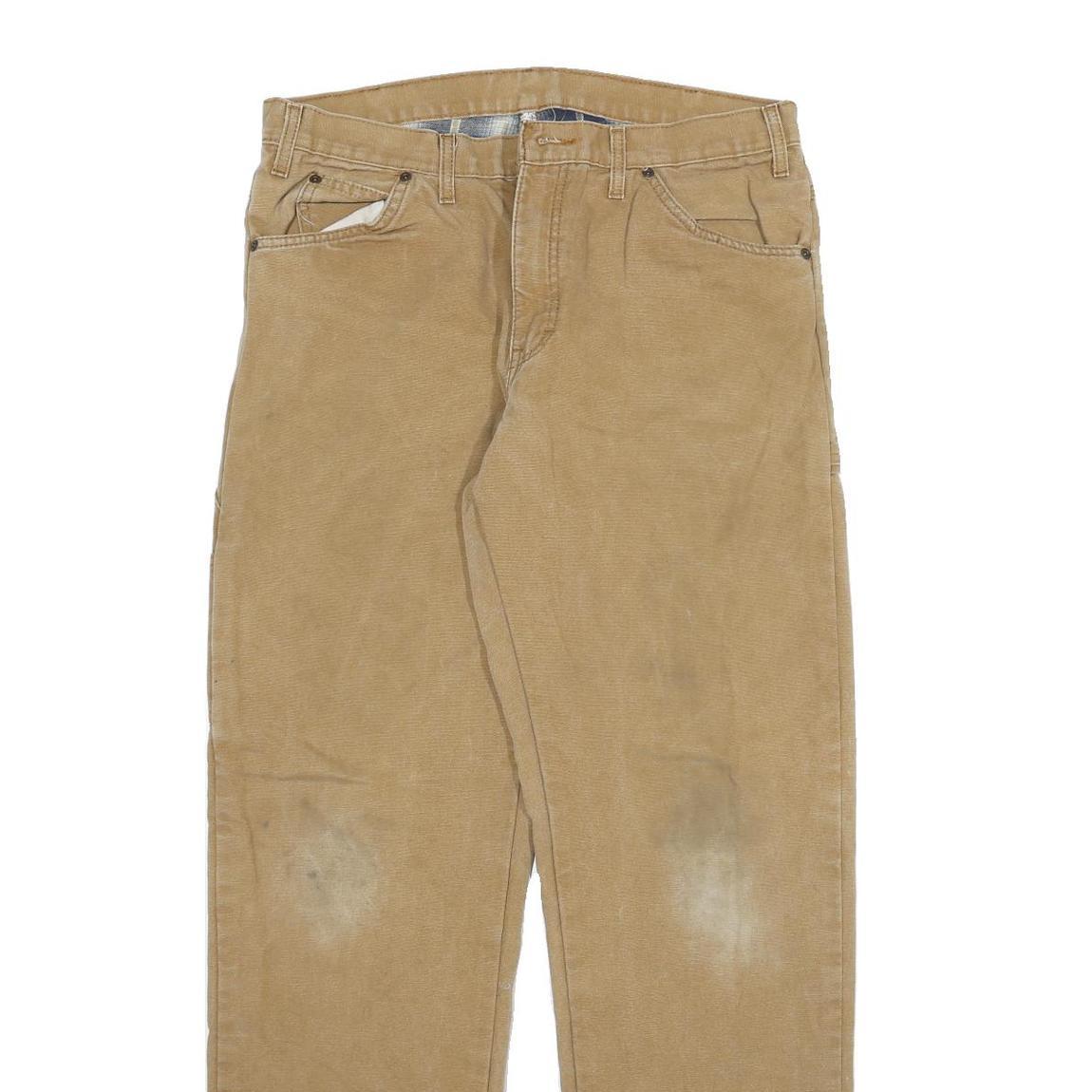 DICKIES Mens Regular Fit Beige Denim W34 L34 Workwear Zip Closure Jeans