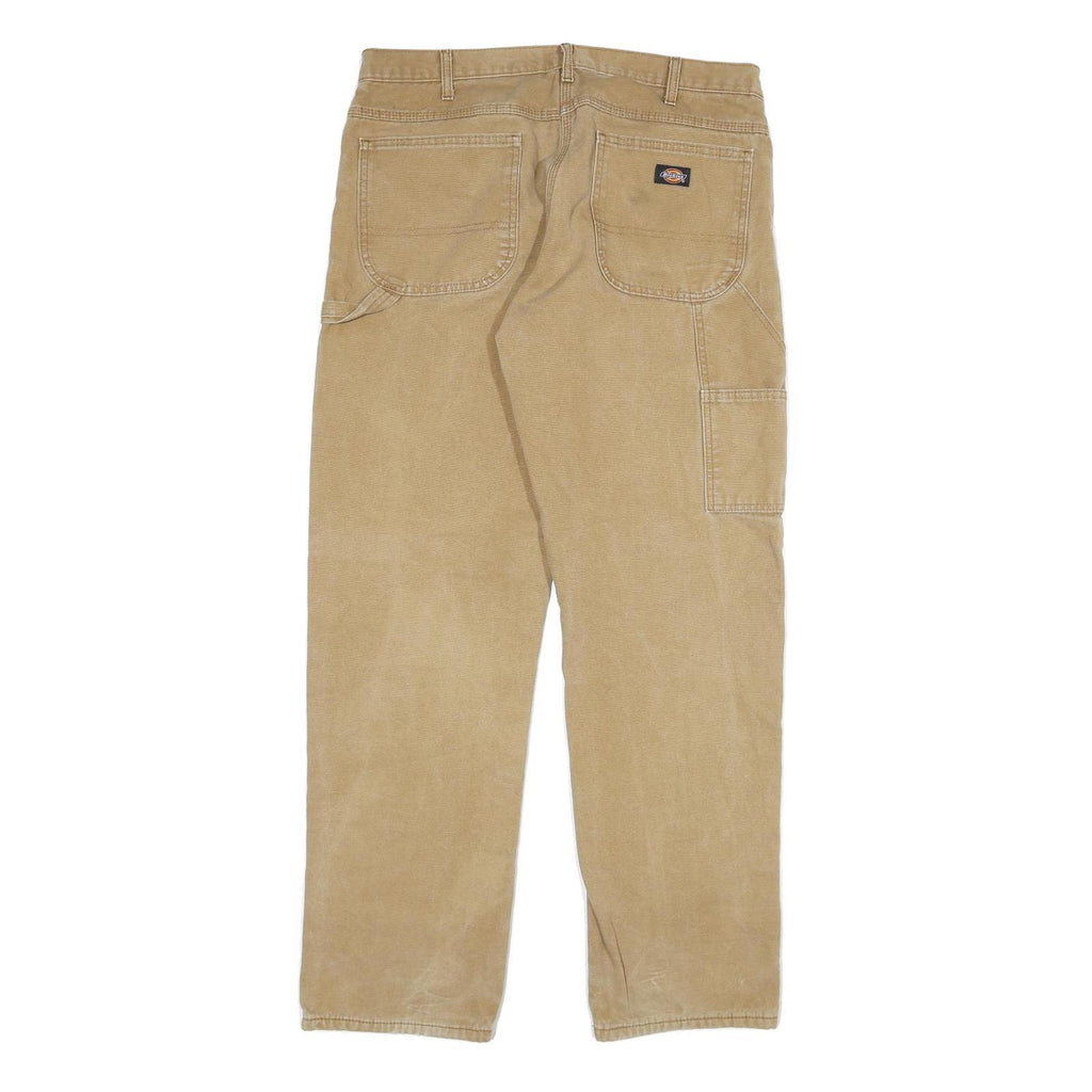 DICKIES Mens Regular Fit Beige Denim W34 L34 Workwear Zip Closure Jeans