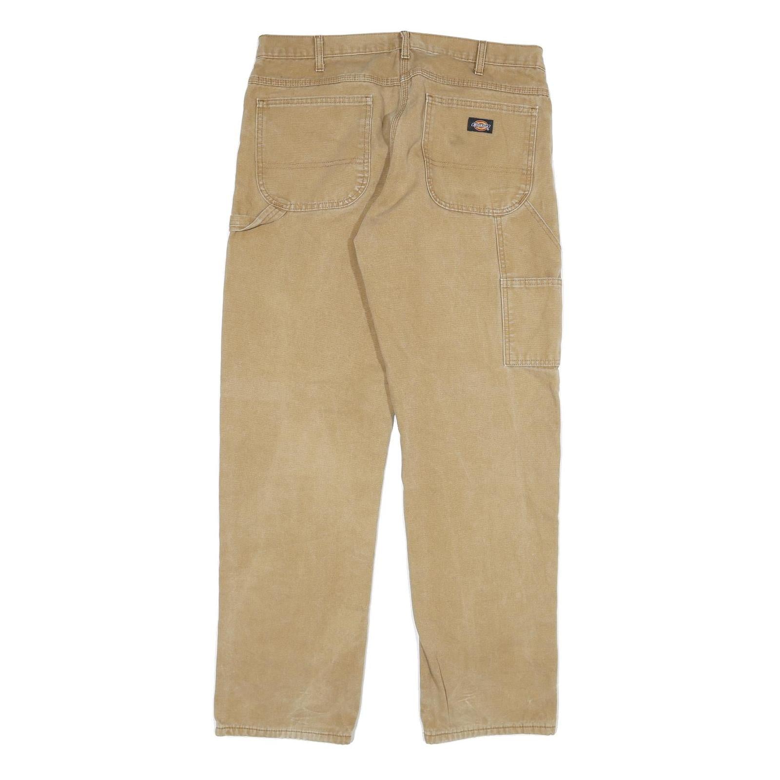 DICKIES Mens Regular Fit Beige Denim W34 L34 Workwear Zip Closure Jeans