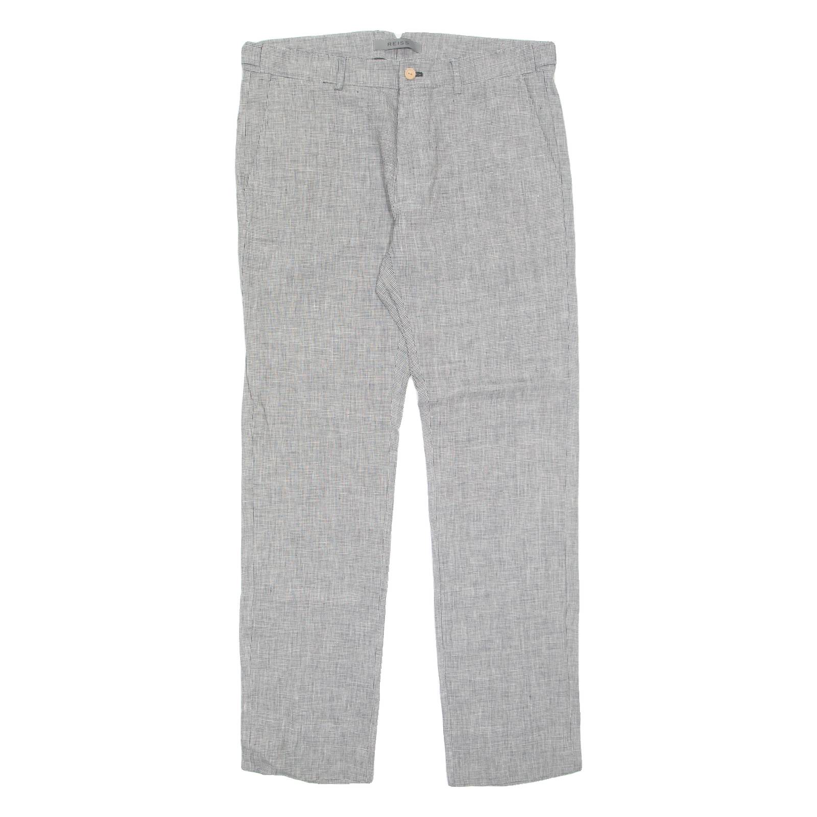 REISS Chino Womens Trousers Grey Regular Straight W34 L32