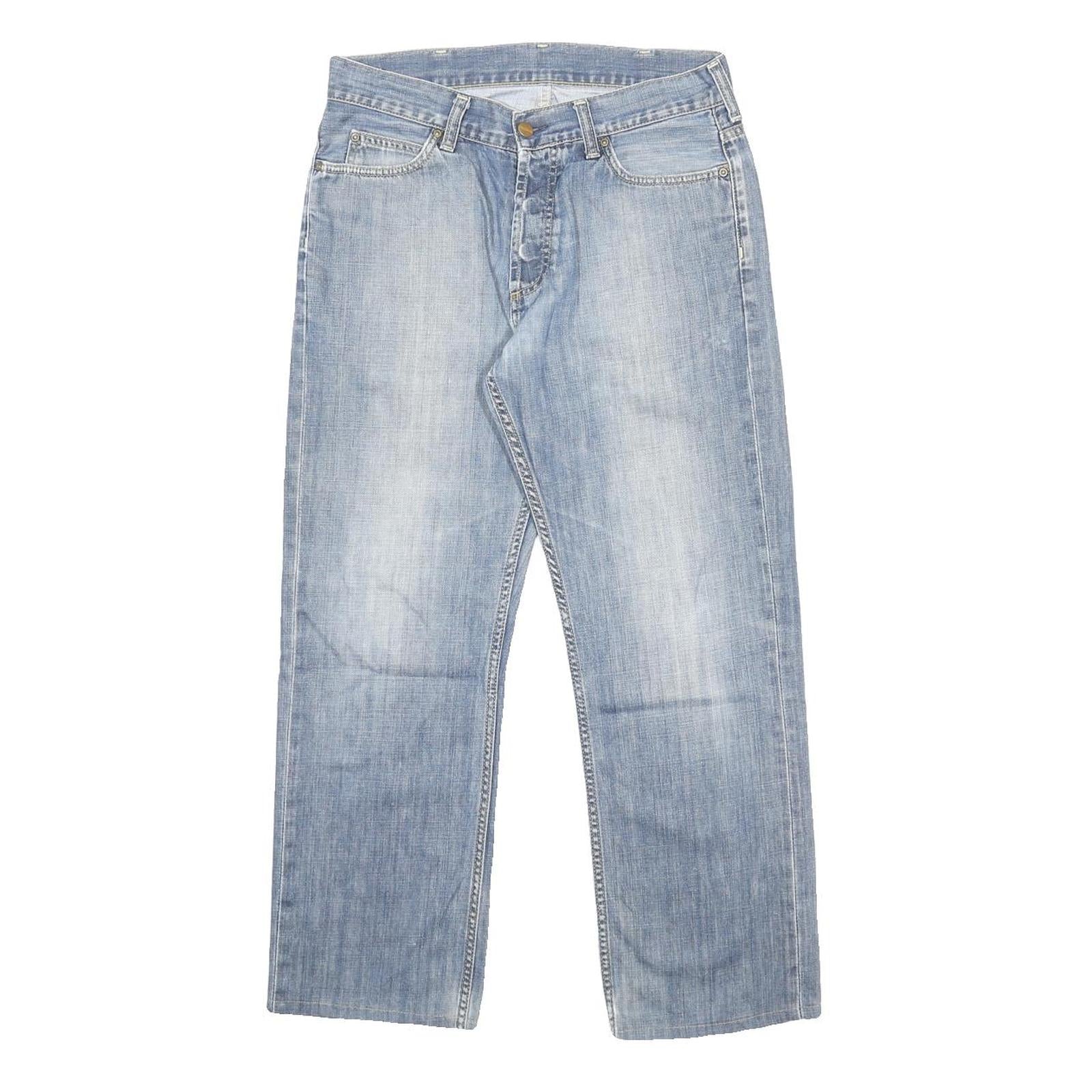 CARHARTT Mens Jeans Blue Regular Straight Denim Light W30 L27 Button Closure
