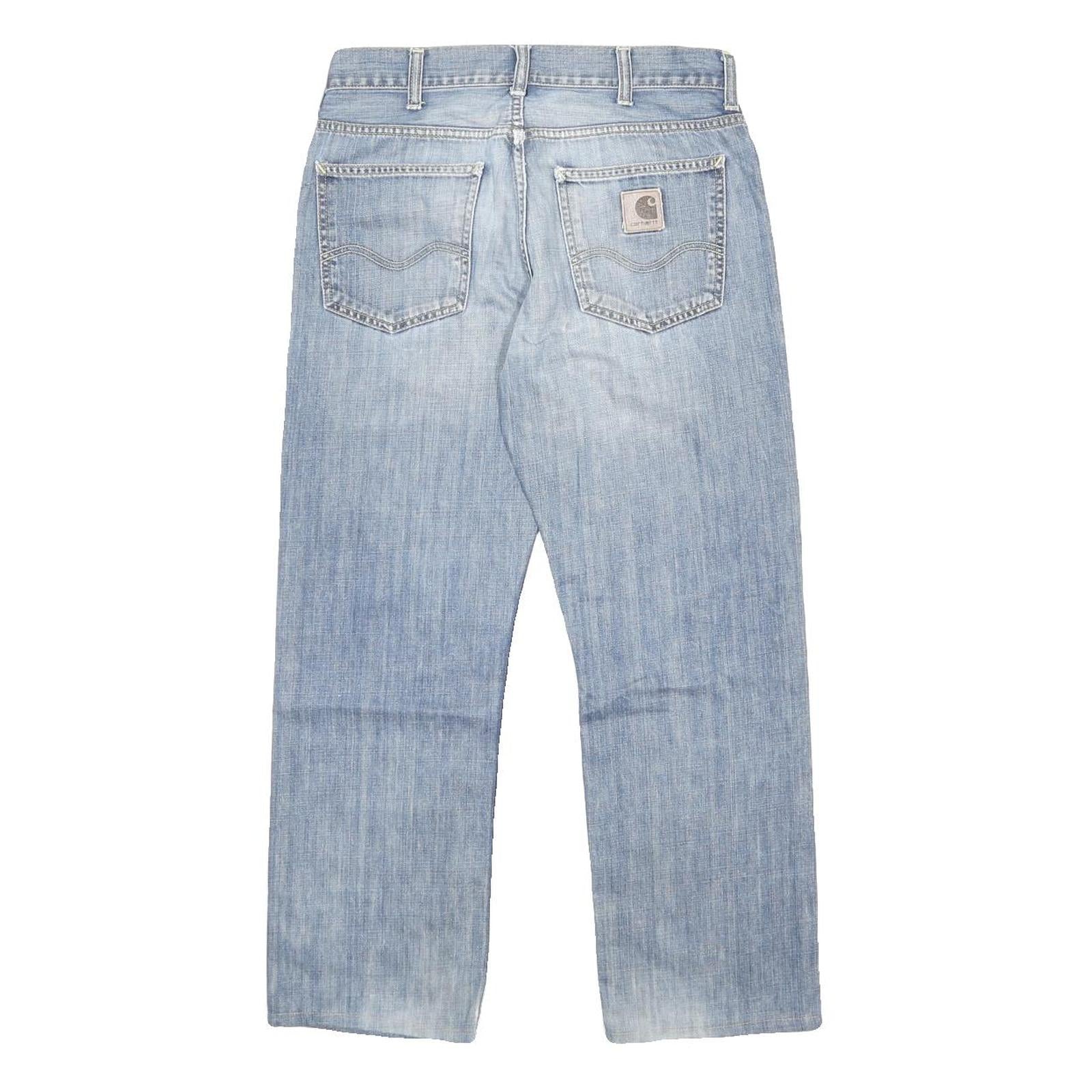 CARHARTT Mens Jeans Blue Regular Straight Denim Light W30 L27 Button Closure