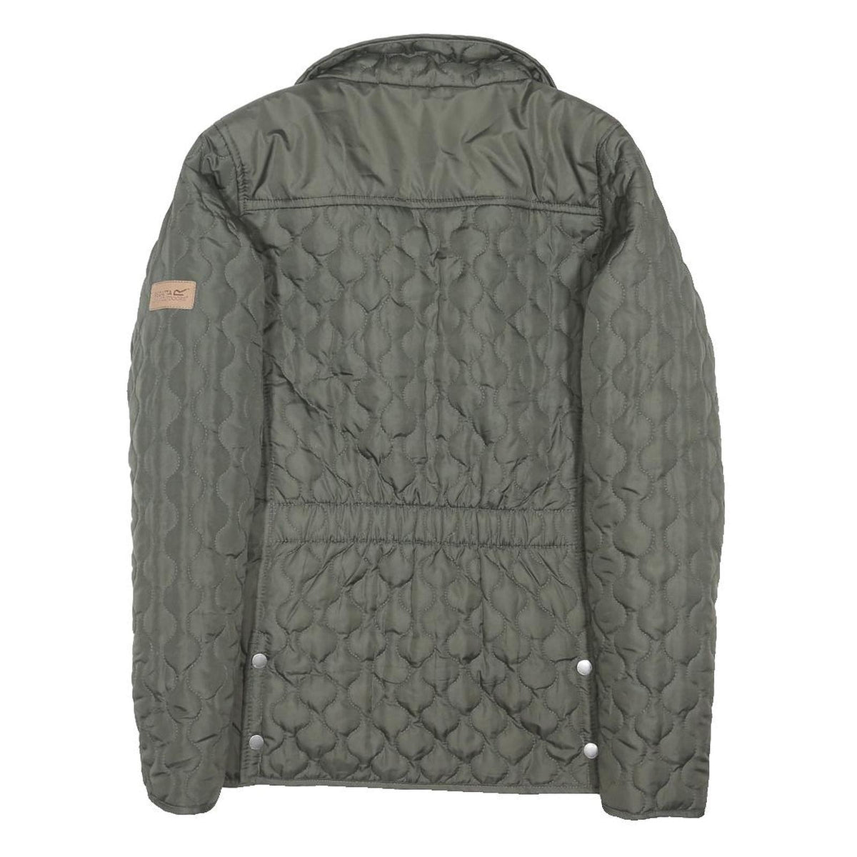 REGATTA Womens Green Quilted Jacket UK 12 Polyester Blend Button Closure Casual