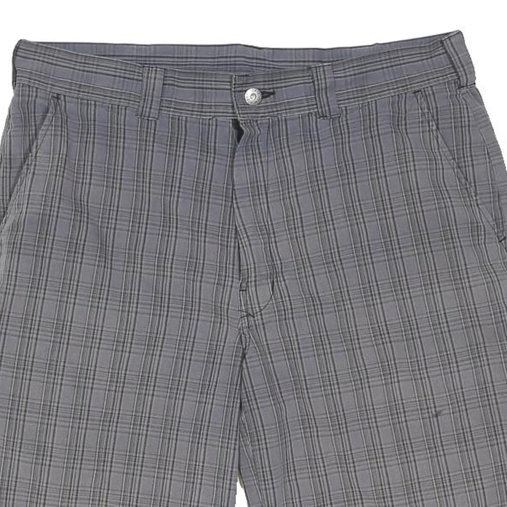 DICKIES Mens Grey Casual Check Shorts L W36 Workwear Cotton Blend