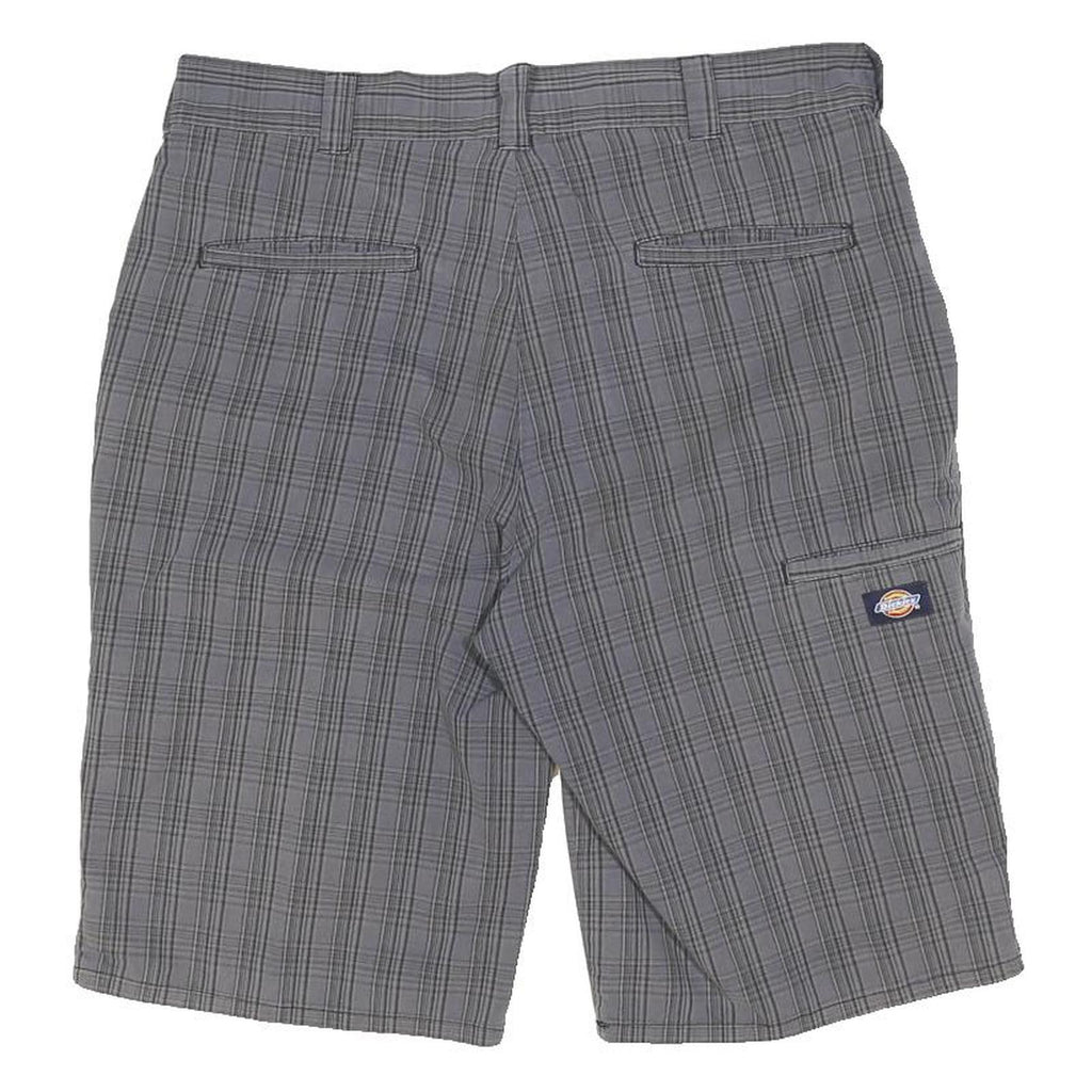 DICKIES Mens Grey Casual Check Shorts L W36 Workwear Cotton Blend