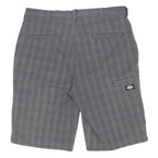 DICKIES Mens Grey Casual Check Shorts L W36 Workwear Cotton Blend
