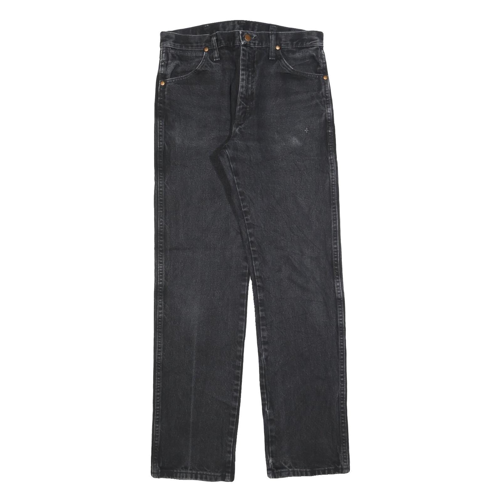 WRANGLER Mens Black Regular Straight Denim Medium W31 L34 Classic Cotton Blend