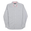 TOMMY HILFIGER Mens Grey & Pink Shirt L Slim Fit Cotton Blend Casual Shirt
