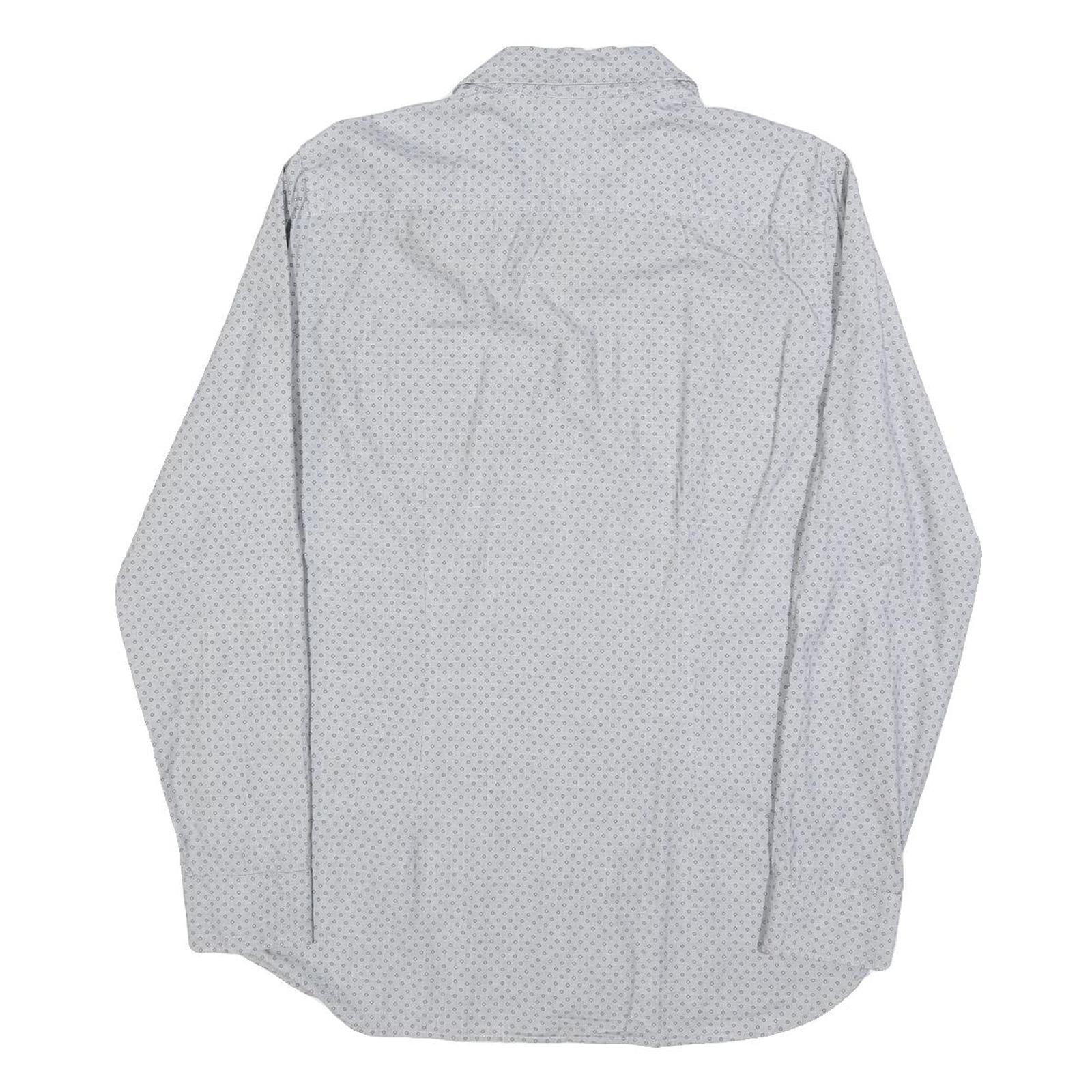 TOMMY HILFIGER Mens Grey & Pink Shirt L Slim Fit Cotton Blend Casual Shirt