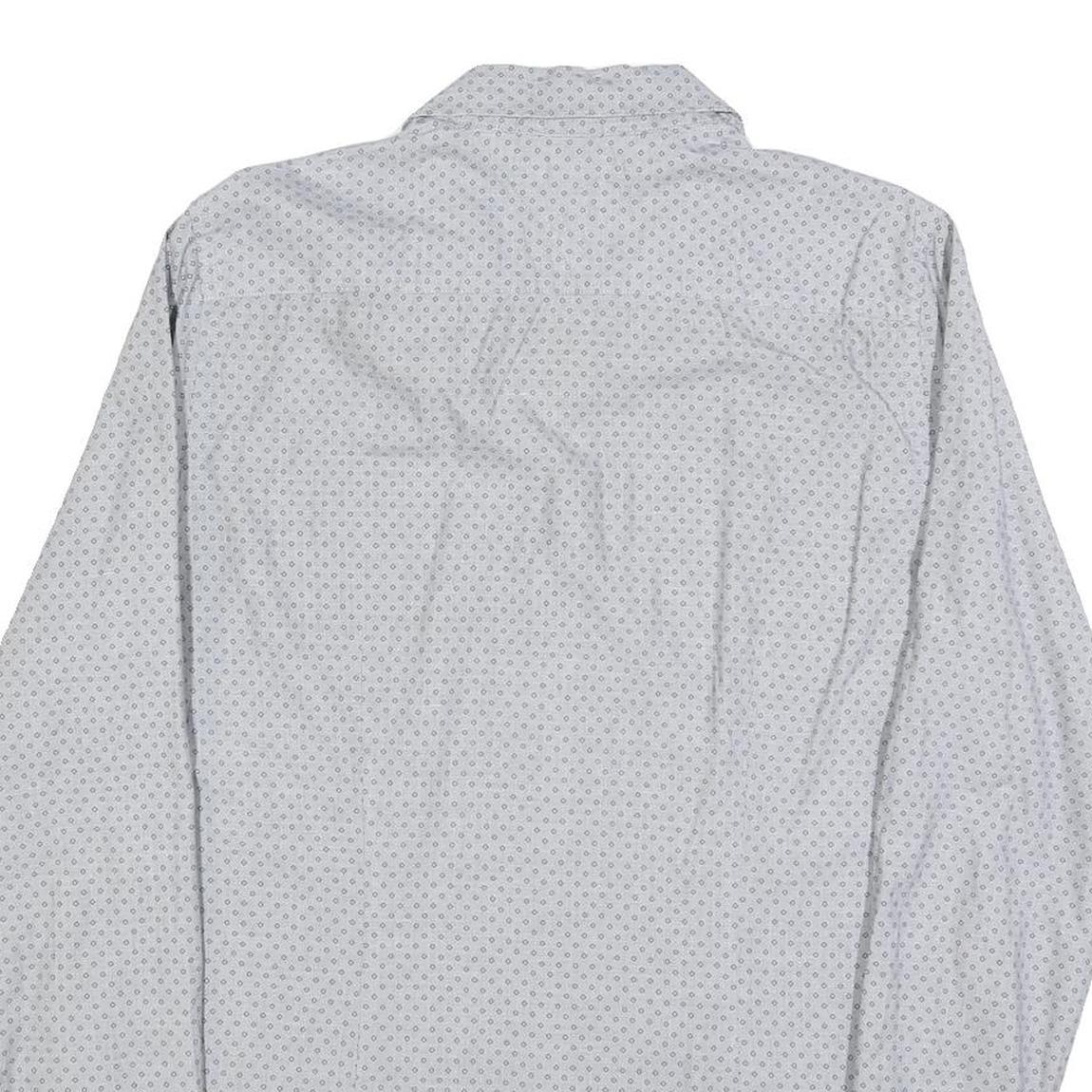 TOMMY HILFIGER Mens Grey & Pink Shirt L Slim Fit Cotton Blend Casual Shirt