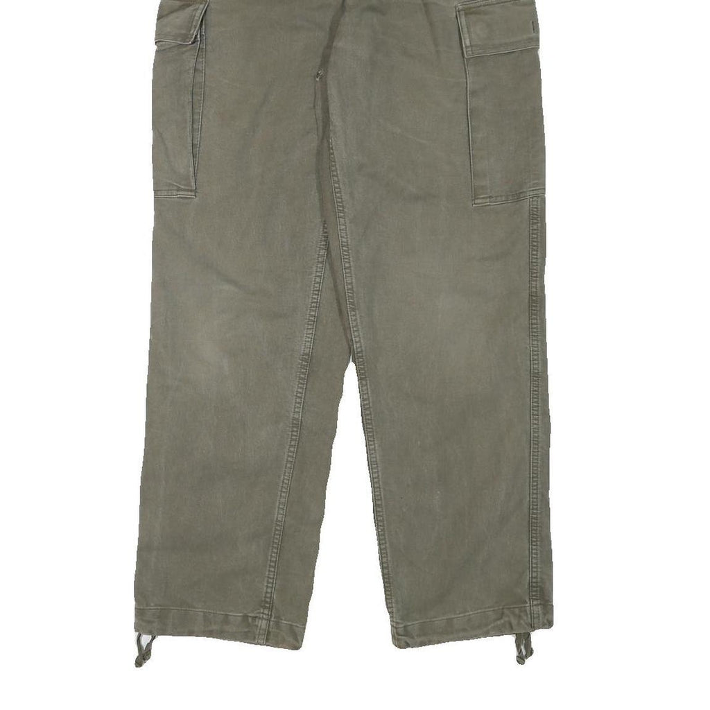 Relaxed Fit Mens Cotton Blend Cargo Trousers W29 L29 Olive Green Casual Zip