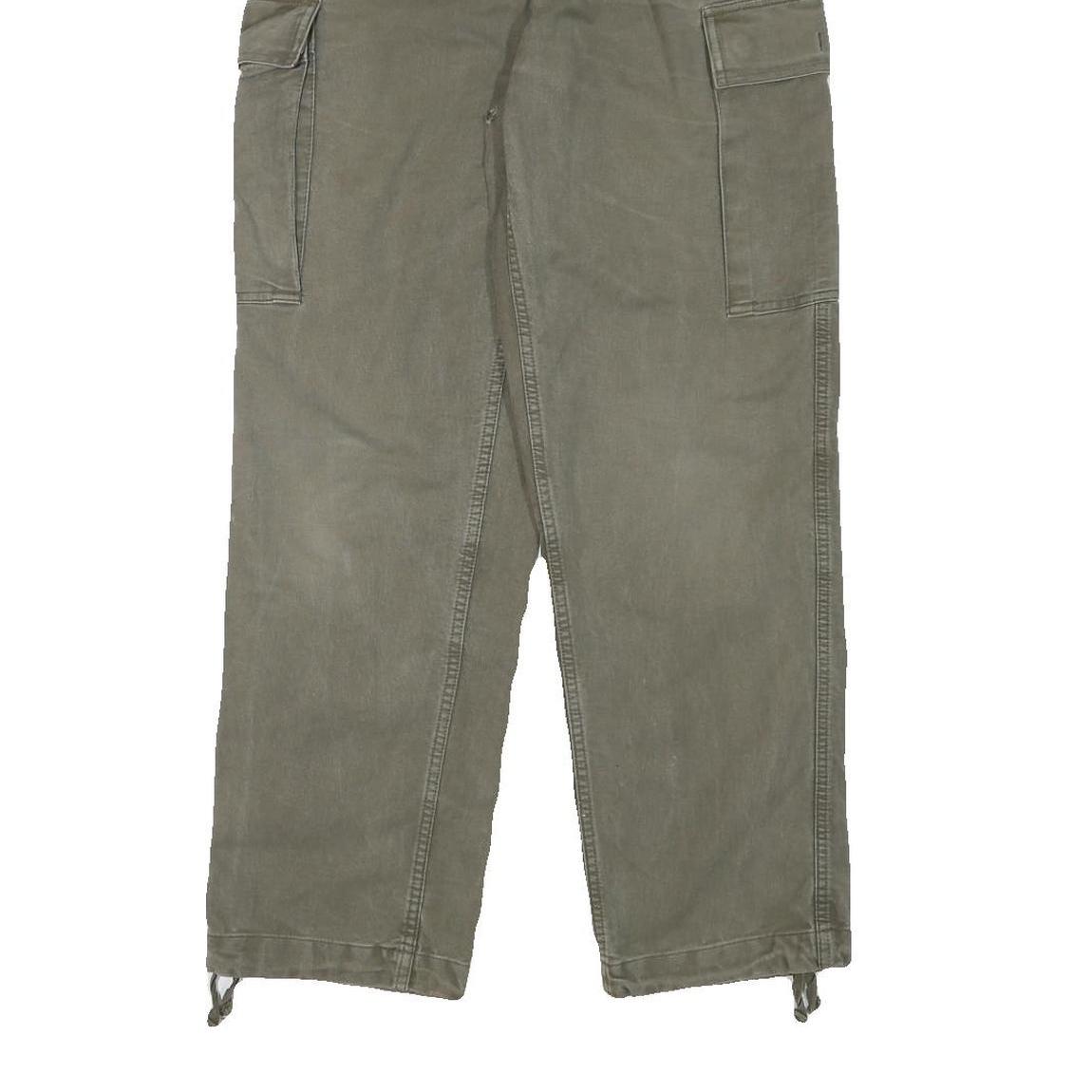 Relaxed Fit Mens Cotton Blend Cargo Trousers W29 L29 Olive Green Casual Zip