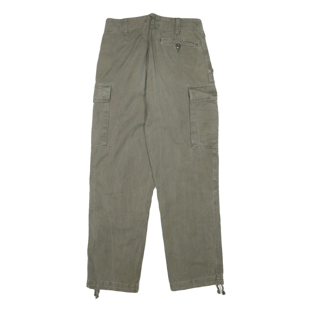 Relaxed Fit Mens Cotton Blend Cargo Trousers W29 L29 Olive Green Casual Zip