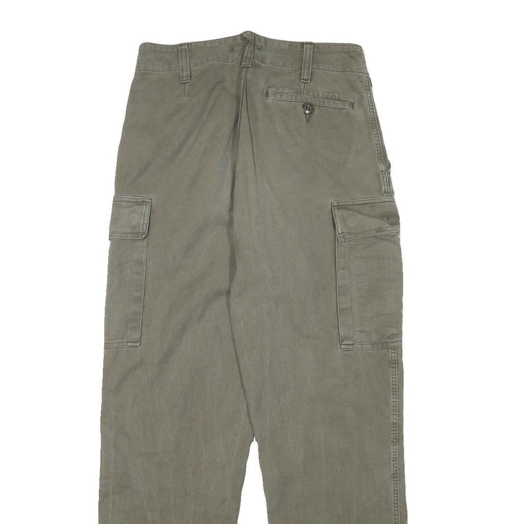 Relaxed Fit Mens Cotton Blend Cargo Trousers W29 L29 Olive Green Casual Zip