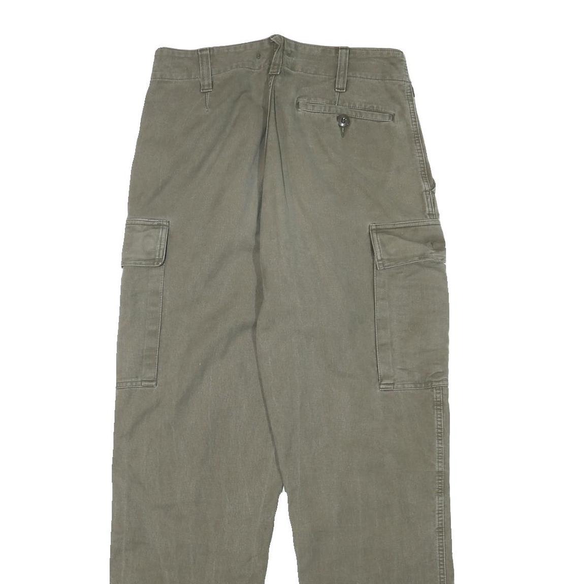 Relaxed Fit Mens Cotton Blend Cargo Trousers W29 L29 Olive Green Casual Zip