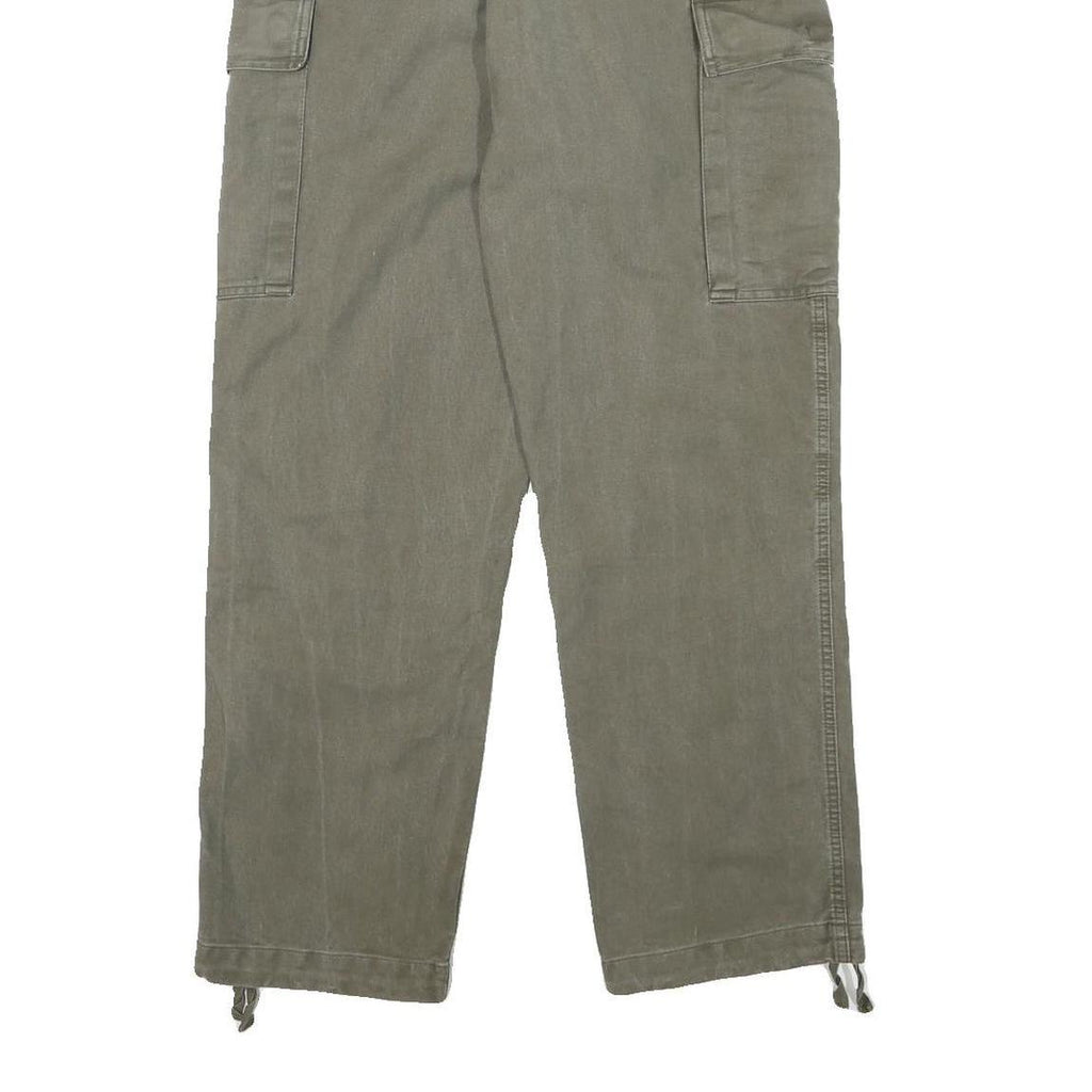 Relaxed Fit Mens Cotton Blend Cargo Trousers W29 L29 Olive Green Casual Zip