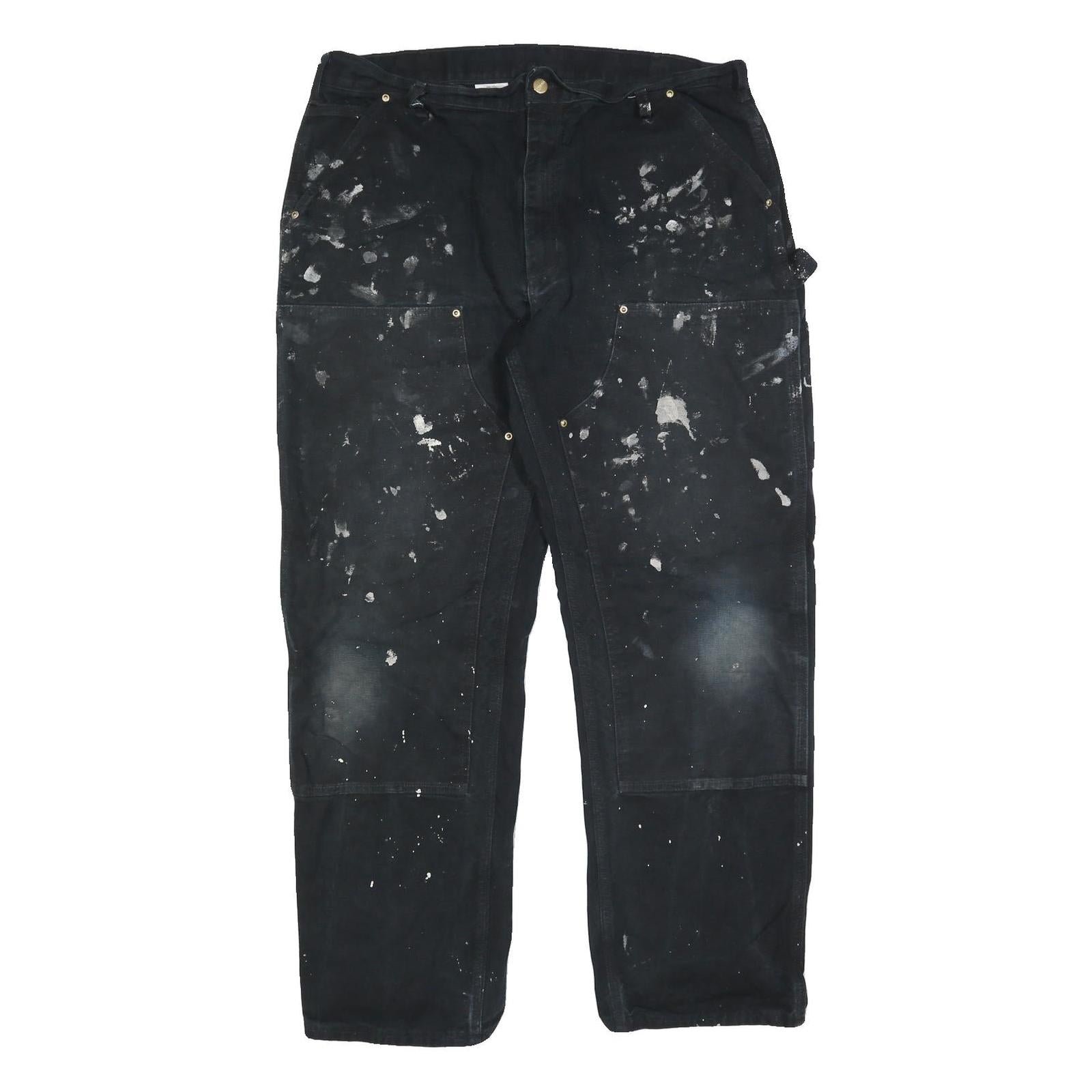 CARHARTT Mens Cotton Black Regular Straight Trousers W38 L32 Workwear Utility