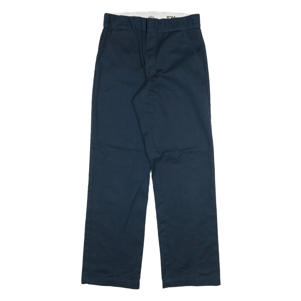 DICKIES Mens Regular Navy Blue Cotton Blend Zip Trousers W28 L31 Workwear