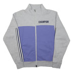 CHAMPION Mens Grey & Purple Zip Up Sweatshirt S Colourblock Athletic Jacket