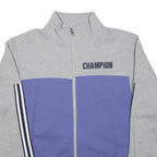 CHAMPION Mens Grey & Purple Zip Up Sweatshirt S Colourblock Athletic Jacket