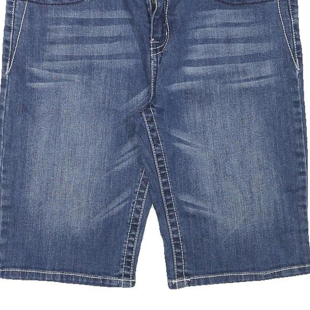 C3 Womens Denim Blue Casual Shorts L W32 Embroidered Pockets