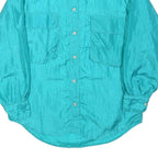 Womens Blue Loose Fit Shirt L Long Sleeve Button Pocket Casual Light