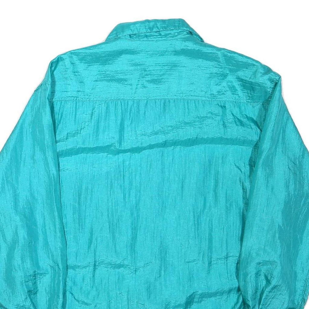 Womens Blue Loose Fit Shirt L Long Sleeve Button Pocket Casual Light