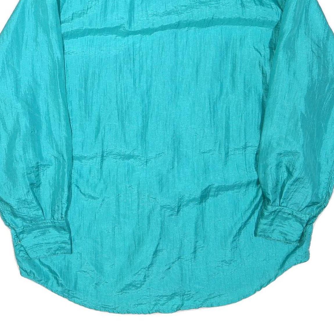 Womens Blue Loose Fit Shirt L Long Sleeve Button Pocket Casual Light