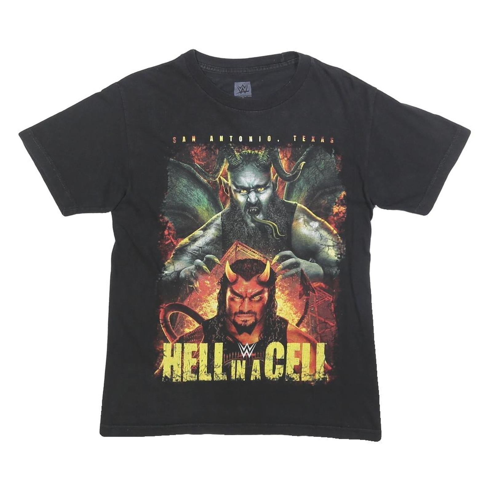 WWE Mens Black Hell In A Cell Graphic T-Shirt S Short Sleeve Crew Neck