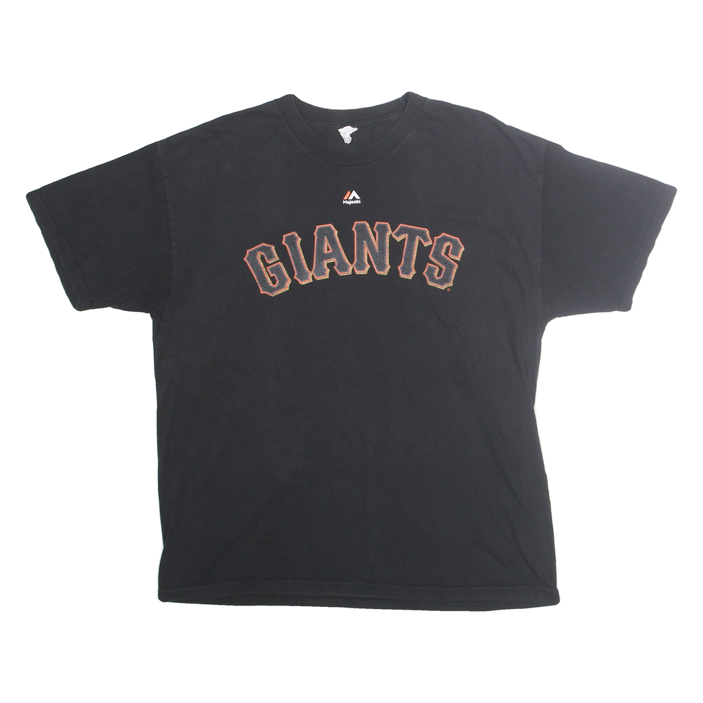 MAJESTIC Mens Black Giants Graphic T-Shirt L Short Sleeve Crew Neck Cotton Blend