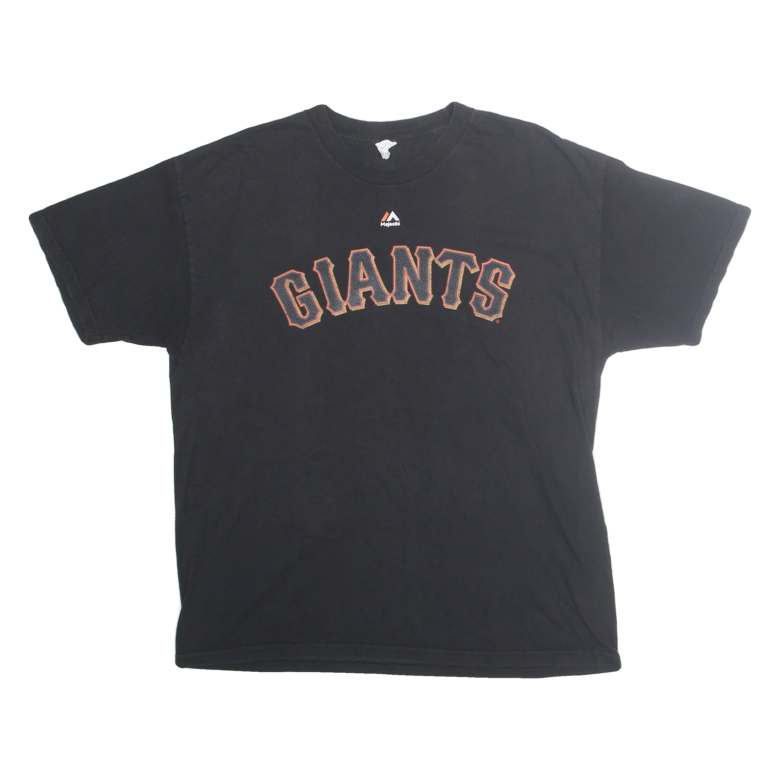 MAJESTIC Mens Black Giants Graphic T-Shirt L Short Sleeve Crew Neck Cotton Blend