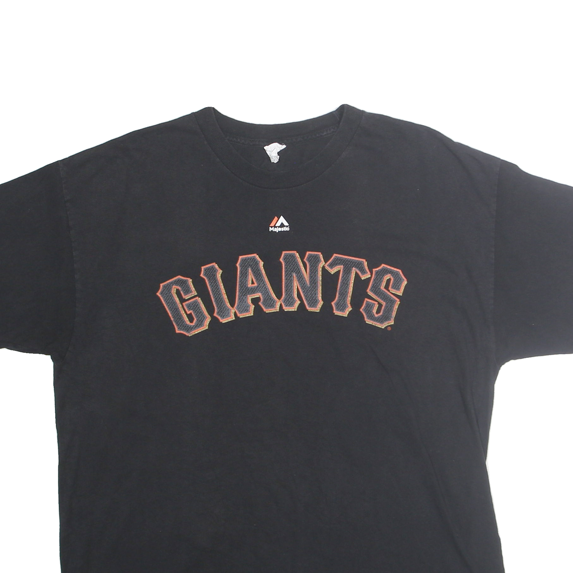 MAJESTIC Mens Black Giants Graphic T-Shirt L Short Sleeve Crew Neck Cotton Blend