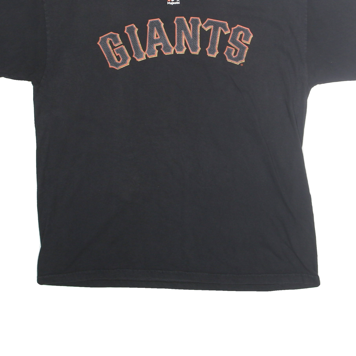 MAJESTIC Mens Black Giants Graphic T-Shirt L Short Sleeve Crew Neck Cotton Blend