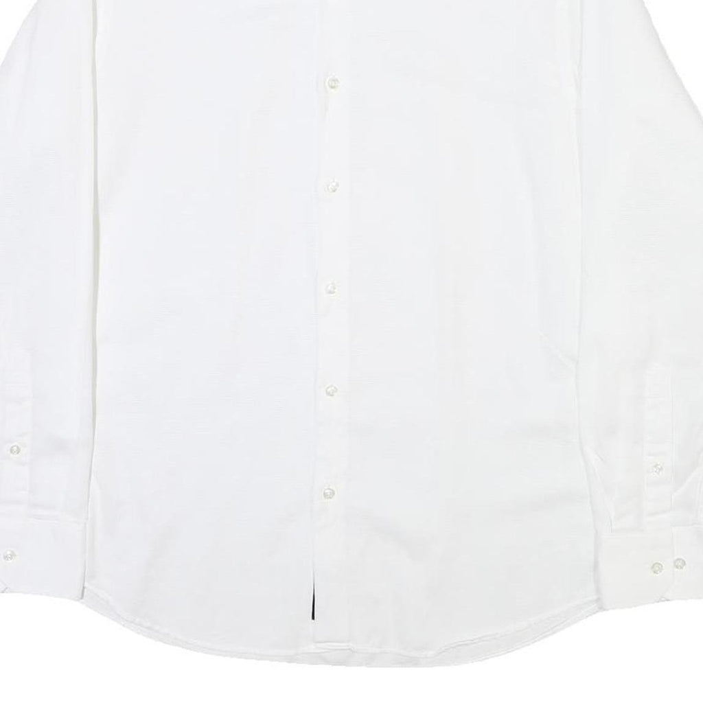 BOSS Mens White Shirt M Cotton Blend Classic Fit Button Down Collar Long Sleeve