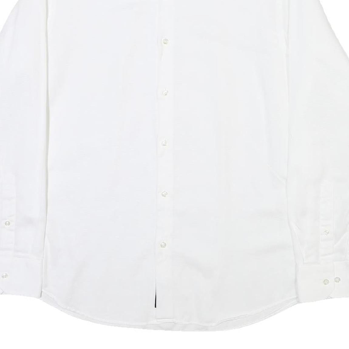 BOSS Mens White Shirt M Cotton Blend Classic Fit Button Down Collar Long Sleeve