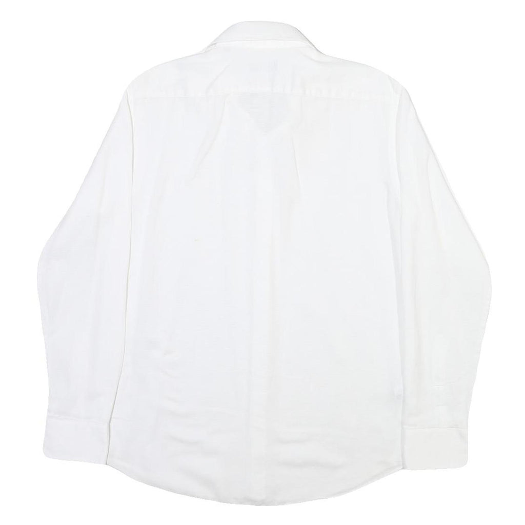 BOSS Mens White Shirt M Cotton Blend Classic Fit Button Down Collar Long Sleeve