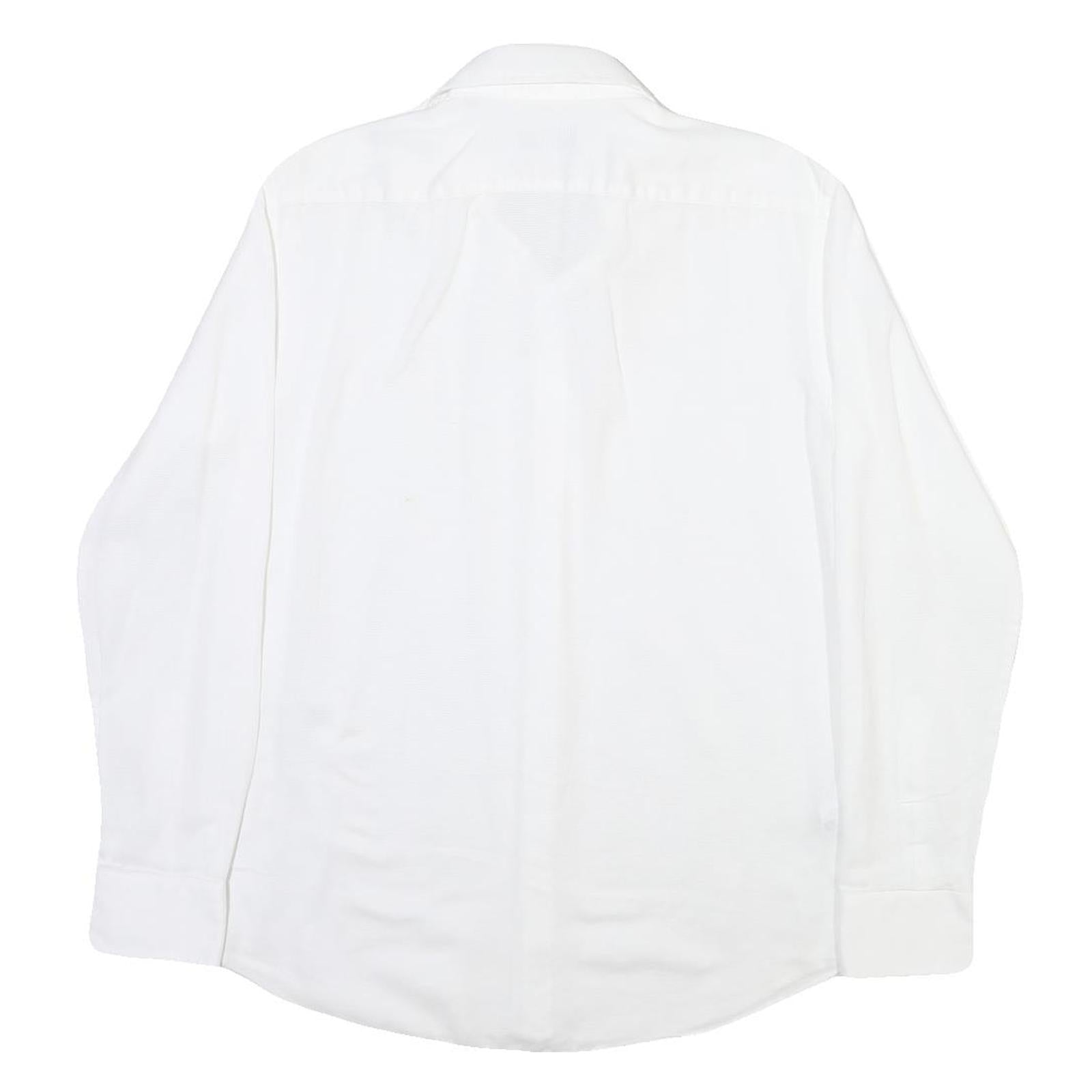 BOSS Mens White Shirt M Cotton Blend Classic Fit Button Down Collar Long Sleeve