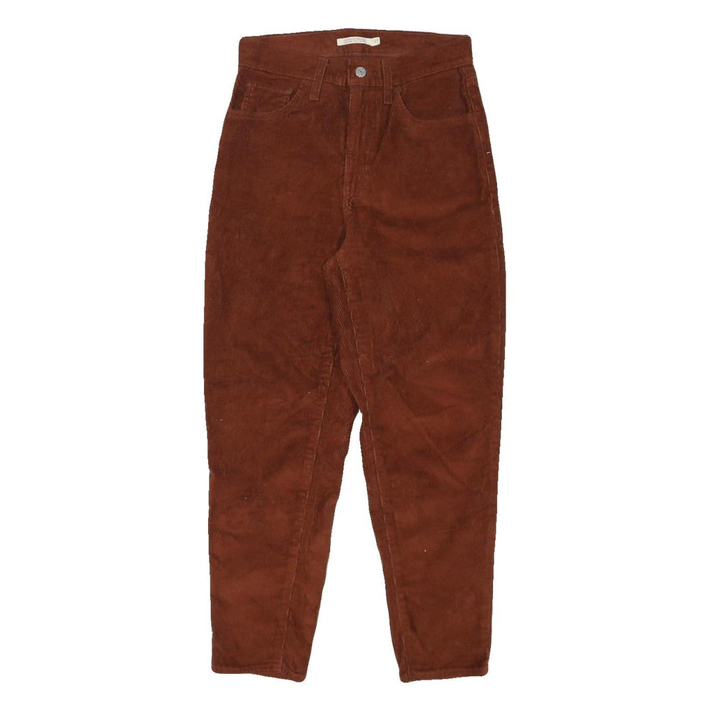 LEVI'S Womens Brown Relaxed Tapered Trousers W27 L26 Corduroy Cotton Blend Zip