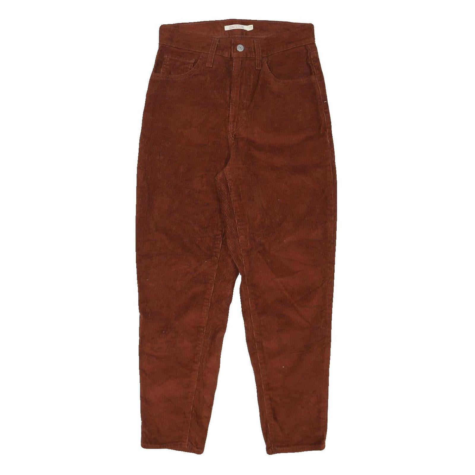 LEVI'S Womens Brown Relaxed Tapered Trousers W27 L26 Corduroy Cotton Blend Zip