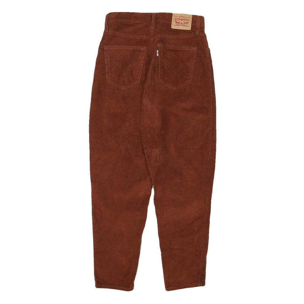 LEVI'S Womens Brown Relaxed Tapered Trousers W27 L26 Corduroy Cotton Blend Zip
